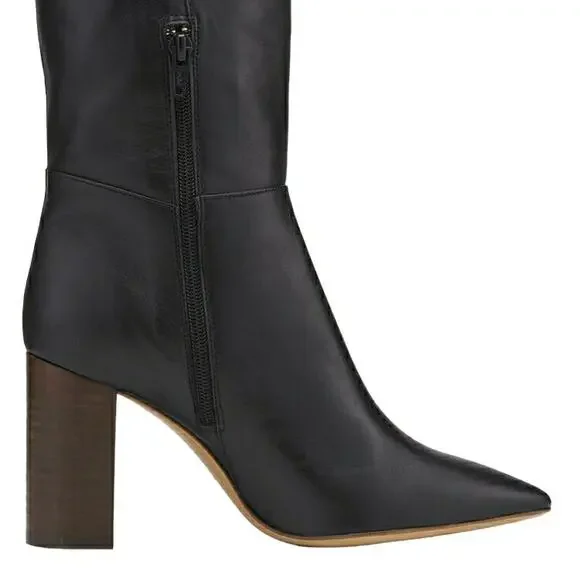 MAJE Fauve leather pointed pointy toe thigh over the knee black boots 40 9 NEW - Picture 5 of 10